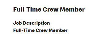 Full-Time Crew Member