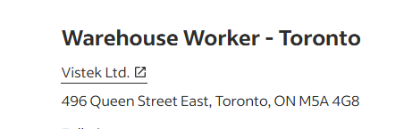 Warehouse Worker – Toronto