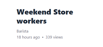 Weekend Store workers