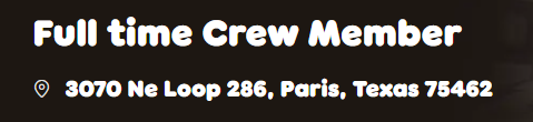 Full time Crew Member