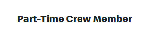 Part-Time Crew Member