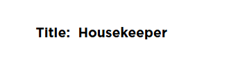 Housekeeper