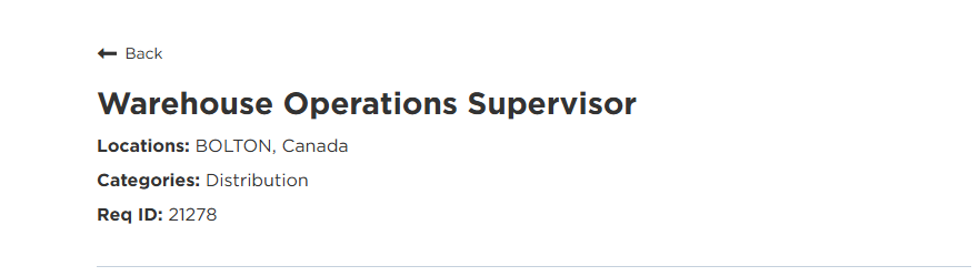 Warehouse Operations Supervisor