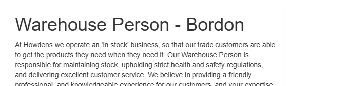 Warehouse Person – Bordon