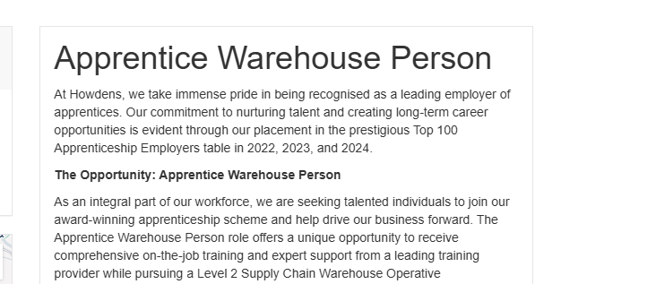 Apprentice Warehouse Person