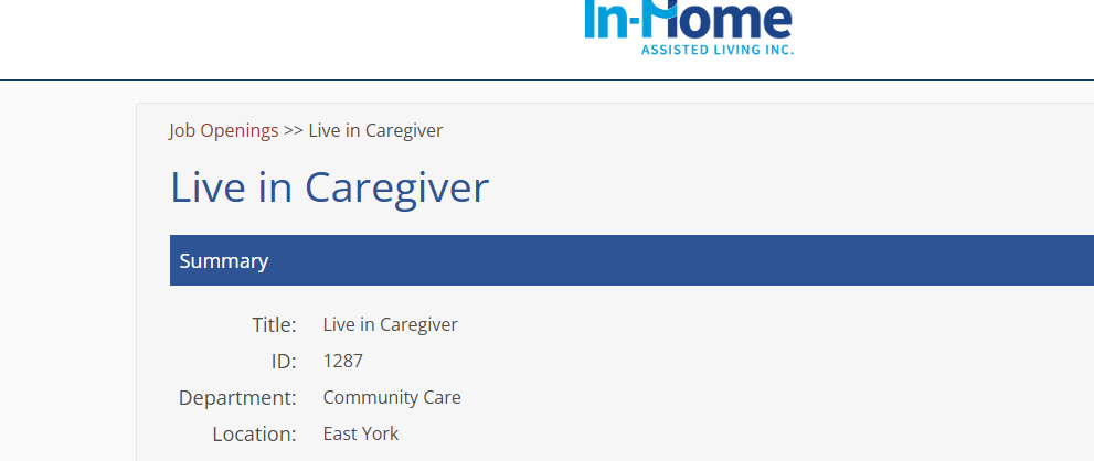 Live in Caregiver