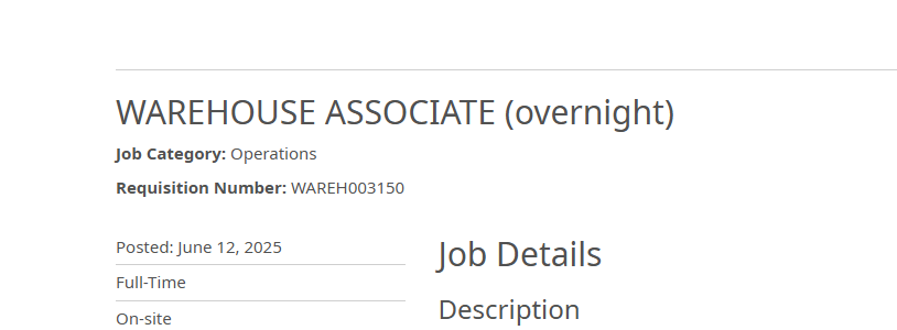 WAREHOUSE ASSOCIATE