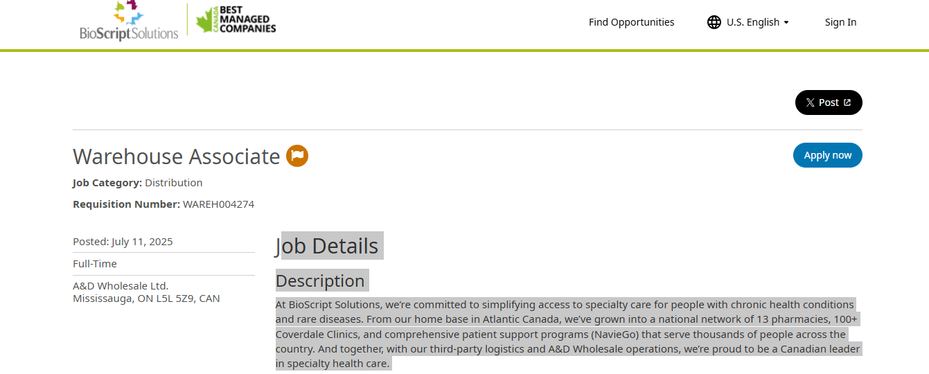 Warehouse Associate 